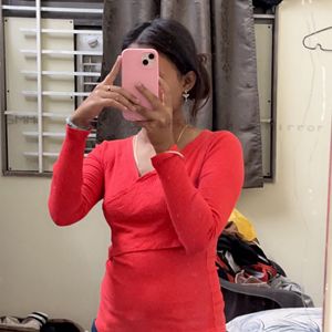 Red Wrap Semi Winter Top