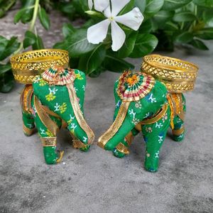 Elephant Puppet Tealight Stand (Pack Of 2)