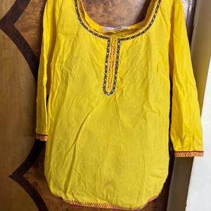 Kurta Ethnic Yellow Top Biba Women