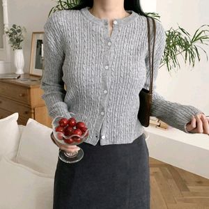 Cropped Button knit Cardigan