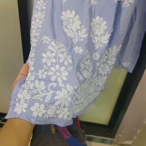 Lavender 🪻 3 D Work Lucknowi Kurti