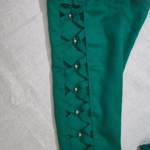 Green Ethnic Motif Embroidered Suit