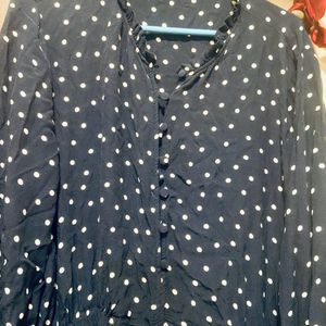 M&S Midnight blue polka Dots MIDI dress