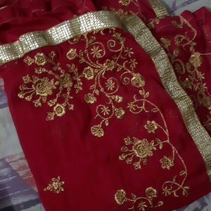 Mazenta Color Chinon Dupatta