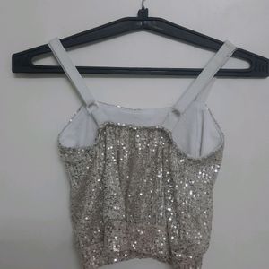 Silver Partywear Crop Top