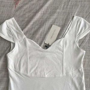 Sweetheart Neckline White Top