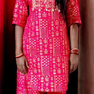 Women Viscose Rayon Kurta Sharara Set