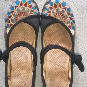 Blue Embroided Sandals Size Uk 4