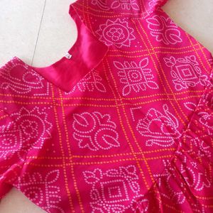 Pink Anarkali Type Long Kurti