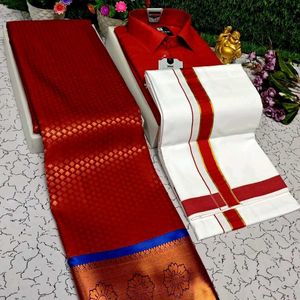 Combo Bridal Sarees With Shirt &Dhoti