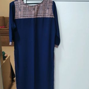 Thread Work Nevy Blue Kurti