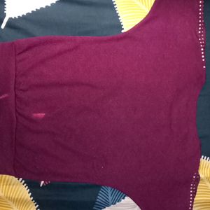 Shoulder Cut Purple Top For Women