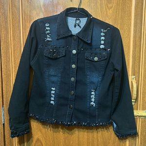 Black Denim Fashionable Jacket