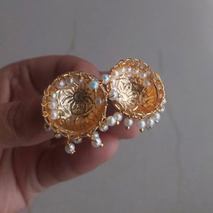 Meenakari Ethnic Flower Print Jhumka Earrrings