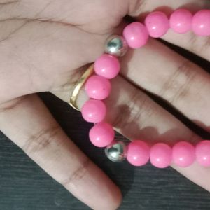 Pink&Silver Bracelet and Nail Presson