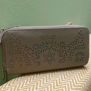 Fancy Double Zipper Women Wallet