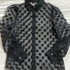 Polka Dot Black Organza Party Shirt