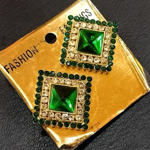 South Indian| Green Stone| Golden Earrings