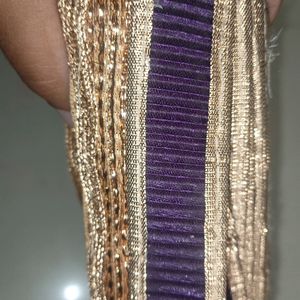 Attractive Golden Purple Coloured Lace For Lahenga