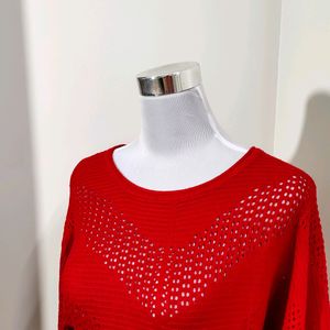 🆕 Red Hot Crochet Knitted Sweater