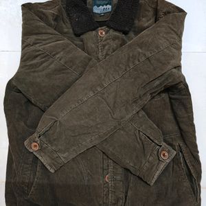 Men's Corduroy Jacket with Fur Lined Collar