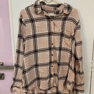 oversized pink and grey checkered shirt