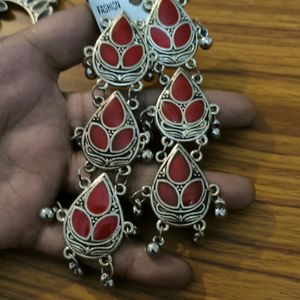 Jhumka Combo - Red And black