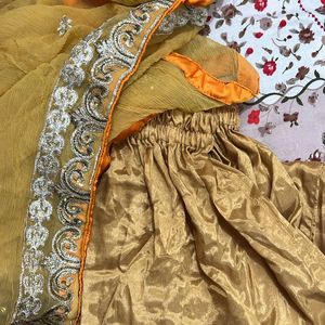 Pakistani Original Golden Heavy Embroidered Dress