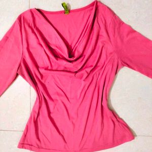 Pink Cowl Neck Top