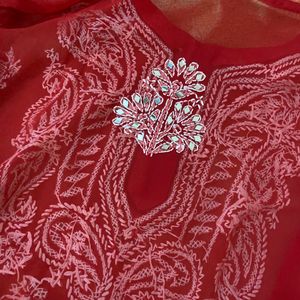 Georgette Chikankari Kurtii