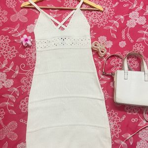 H&M White Crotchet Dress