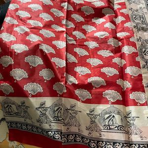 Paper Silk Beautiful Red Saree