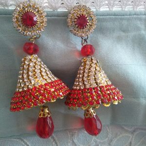 Heavy Earrings In Red  Colour.