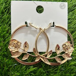 Forever 21 Rose Hoop Earrings