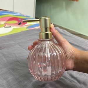 Pink Striped Glass Soap Dispenser 320ml