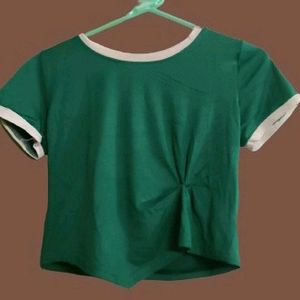 White & Green Cotton Top