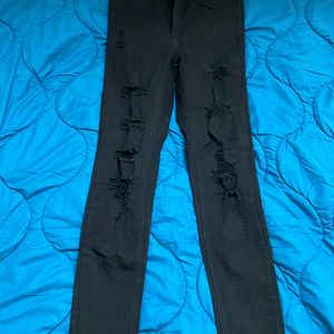 H&M Black Skinny Ripped Jeans