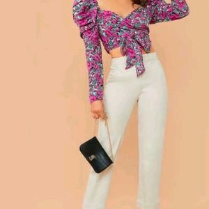 Floral Print Women Pink Top