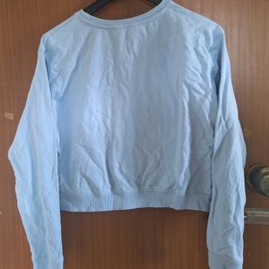 MAX - Light Blue Printed Cropped Sweatshirt