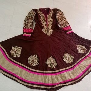 Beautiful Coffee Brown Gown With Dupatta