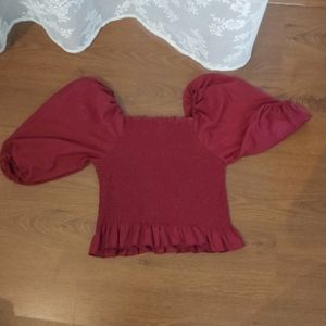 Magenta Square Neck Blouse