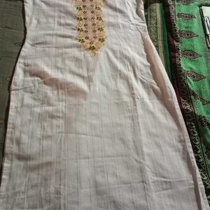 White Golden Kurta Pant Set