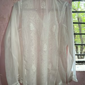 White Chikankari Short Kurti