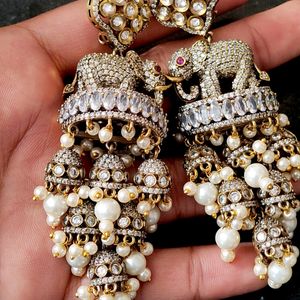 Designer Elephant Victorian Six Jhumkas