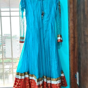 Partywear Gown With Churidar