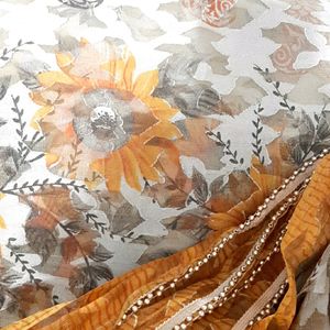 Orange Sunflower Saree