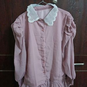 Korean Collared Mauve Shirt(Size M)