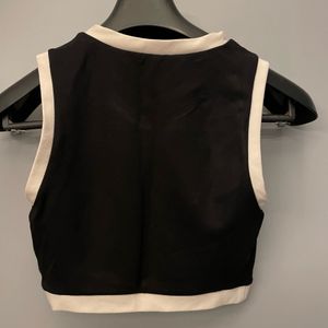 Sleeveless Crop Top In Black With White Borders