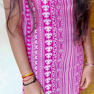 Pure Cotton Pink Kurti For Women