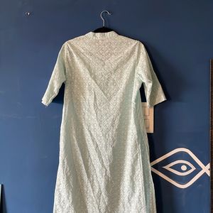 Light blue Kurti With White Chikankari Work